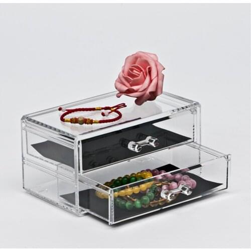 2 Layers Transparent Makeup Organizer Jewelry Storage Box Lipstick Rack Cosmetic Desktop Drawer Makeup Brush Storage Organizer