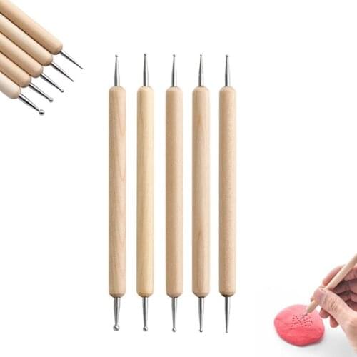 P15D 16pcs/set Clay Sculpting Tools Wooden Handle Double-Sided Pottery Carving Tool for Sculpture Scraper