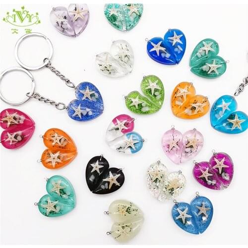 Couple Keychain Lovers Cute Starfish Key Ring Holder Love Heart Best Friends Bag Pendant Charm Accessories Valentines Day Gift