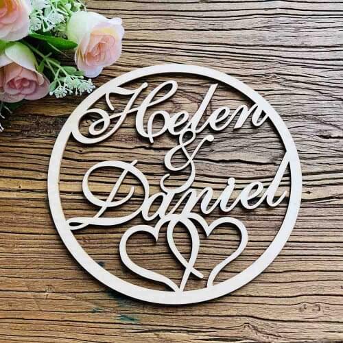 Personalized Wooden Bride And Groom Name Wedding Photo Props Custom Acrylic Engagement Party Gift Circle Sign