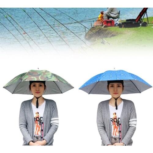 Portable Rain Umbrella Hat Army Green Foldable Outdoor Pesca Sun Shade Waterproof Camping Fishing Headwear Cap Beach Head Hats