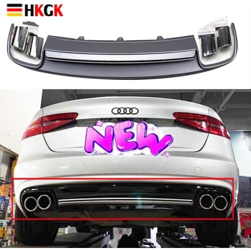 PP Rear Bumper Lip Diffuser exhaust end pipe for Audi A4 B8 B8.5 Standard Bumper/Sline bumper 2009-2016 S4 Style