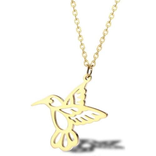 RIR Dainty Simple Dove Necklace Stainless Steel Delicate Charm Pigeon Pendant For Women Bird Sparrow Necklace Jewelry Gifts