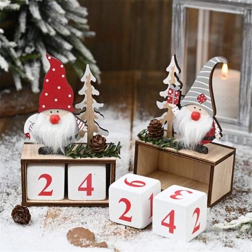 Christmas Wooden Santa Snowman Elk Train Countdown Calendar Ornament Xmas Home Decor Accessories Party Supply Wedding Supplies