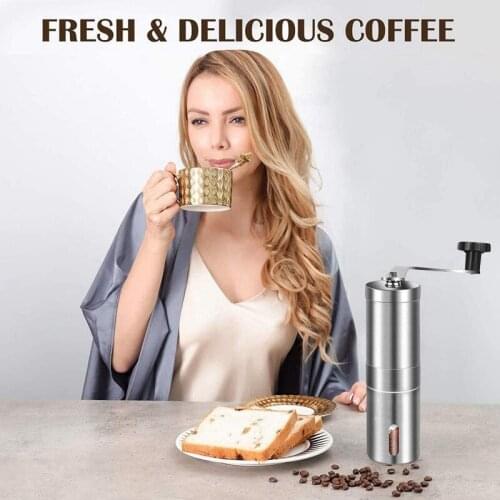 Manual Coffee Grinder with Adjustable Settings Mini Coffee Milling Stainless Steel Burr Grinder