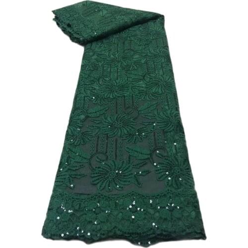 Sequins High Quality African Tulle Mesh Lace Fabric Milk Silk Lace Material Green French Tulle Lace Fabric For Nigerian Dress