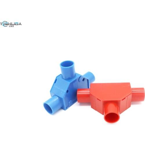 SONGZHI PVC Tee with Cover 16T Junction Box 25 Commander Box Line Pipe Threading Box Triangular Square 20 Red and Blue Trident