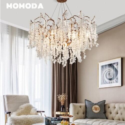 Modern LED Chandeliers Lighting Luxury Tree Branch Copper Glass Pendant Hanging Lamps Bedroom Living Room Lights Fixture Lustre