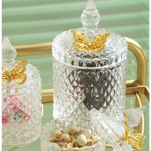 Glass Candy Jar Exquisite Storage Jar with Lid Cute Creative Objects Storage Jar Decoration Storage Box Decoration Utensils