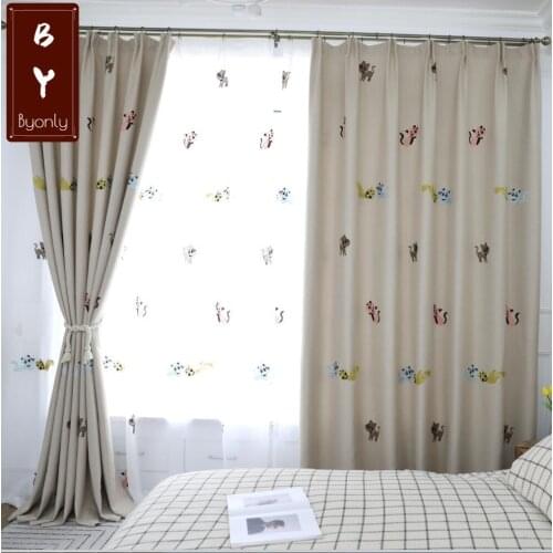 Nordic Blackout Curtains Simple and Modern Childrens Thick Fabric Embroidered Curtains for Living Dining Room Bedroom