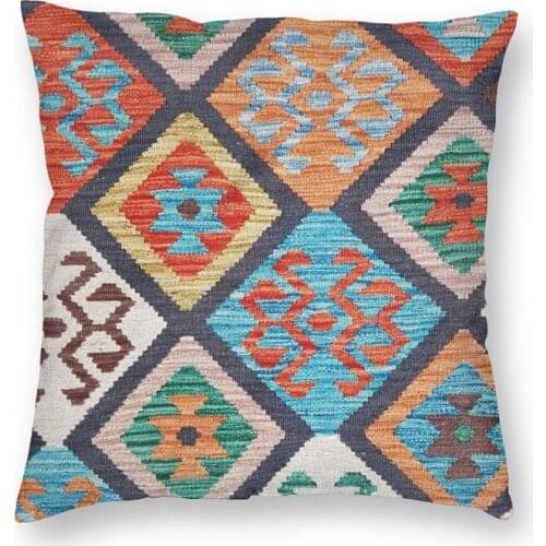 Vintage Turkish Kilim Square Throw Pillow Cover Decoration Vintage Persian Tribal Bohemian Ethnic Art Cushion Cover For Car