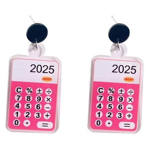 Creative Funny Design Mini Pink Calculator Acrylic Earrings for Women Girls Lovely Geometric Dangle Earrings Fashion Jewelry