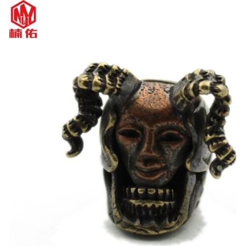 1PCS Greek Mythology Gorgonette Brass Knife Bead Flashlight Pendant Outdoor Pocket Tool EDC Paracord Bead