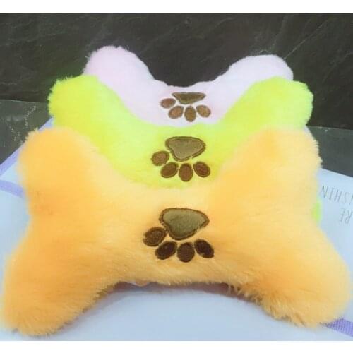 1PCS Random Color Dog Chewing Toy Plush Squeaky Bone Shape Dog Bite Toy Dog Teeth Cleaning Toy Sound Toys Legendog