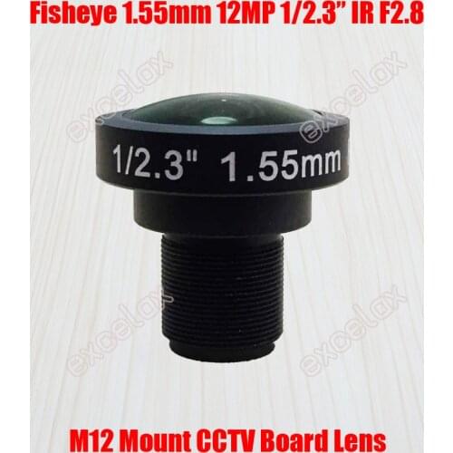 12MP 1/2.3" 1.55mm Fisheye 190 Degrees Wide Angle Fixed Iris IR M12 CCTV Board Lens for 8MP 10MP 12 Megapixel Analog IP Camera