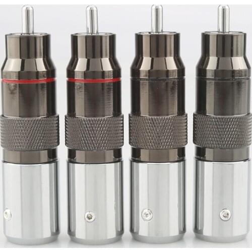 4pcs Hi-End Rhodium plated unsolder RCA terminal HIFI DIY Brass Plating Rhodium Audio Video Connectors