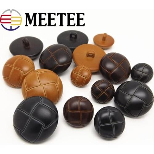 50pcs Meetee Plastic Faux Leather Buttons 15-25mm Shank Buckle for Sewing Windbreaker Coat Jacket Clothing Accessory Crafts B1-3