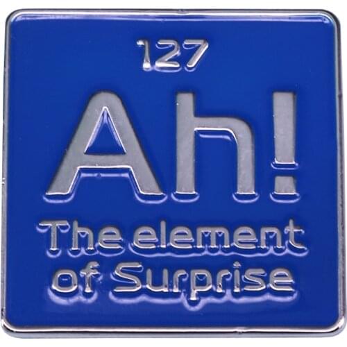 Ah! the element of surprise science brooch periodic element aesthetic design scientists nerd decor