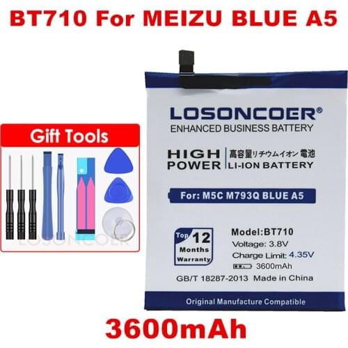 LOSONCOER 3600mAh BT710 For Meizu Blue A5 M793Q M710M M5C Battery Batteries+Tracking Number