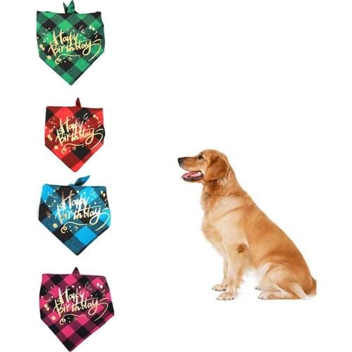 Dog Bandana Simplicity Plaid Painting Bibs Scarf Birthday Handkerchiefs Scarfs Bibs for Small Medium Large Dogs Puppies