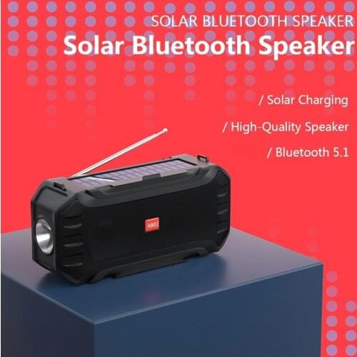 Solar Charging Bluetooth Speaker Portable Wireless Speakers Bass Subwoofer FM Radio TF Card USB Column Music Box with Flashlight