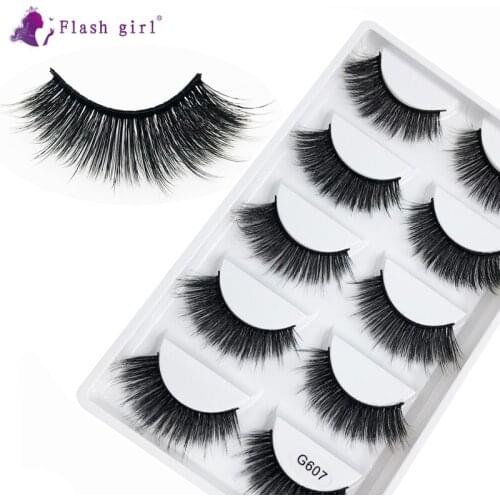 Flash Girl G607 G6 series 8 style 5 pairs 3D natural handmade mink EYE make up eyelashes mink private label
