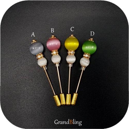 Beautiful Opal Beads Lapel Pins/Hijab Pins for Fashion Ladys Dress Decoration 4 Colors Available