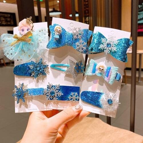 Cute Children Starry Mesh Hairpin Snowflake Butterfly Ice Snow Princess Hair Accessory Sequin Hairpin Girl Headdress