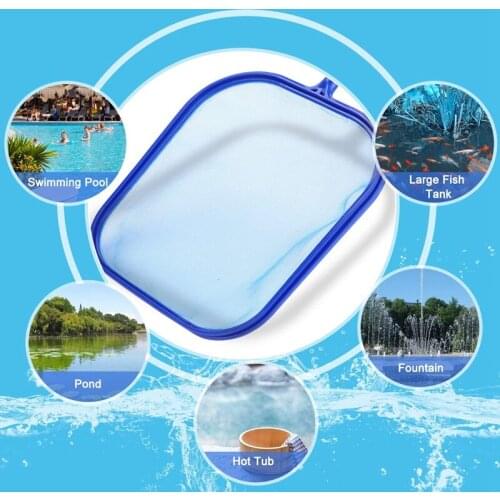 MLGB Leaf Skimmer with Telescopic Handle Fine Mesh Net Swimming Pool Net with Sponge Brush Scrubber for Spas Hot Tub Pools