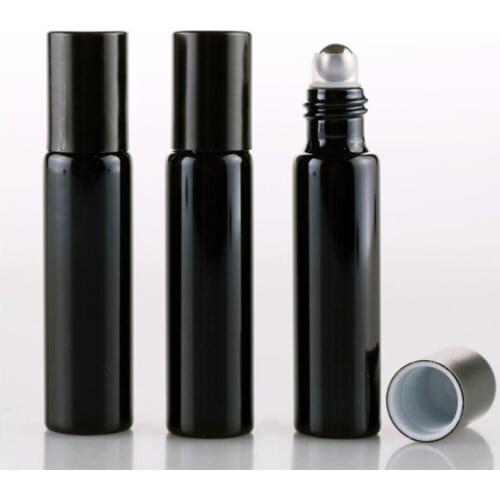 Refillable Thick 5ml Empty Roll on Glass Bottle Frosted BLACK for Essential Oil Perfume Bottle Metal Roller Ball 500pcs SN405