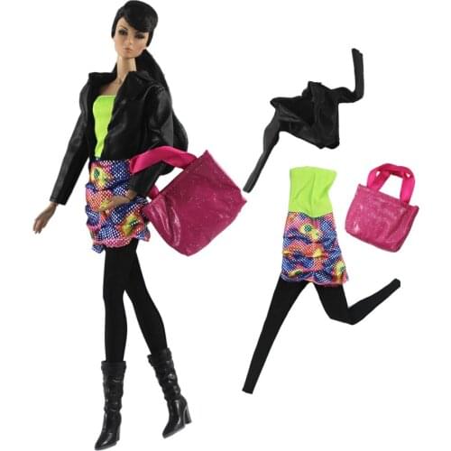 Handmade 80s Retro Fashion Outfit Set for Barbie 11 Inches BJD FR SD Doll Dress Clothes Dollhouse Roll Play Accessories