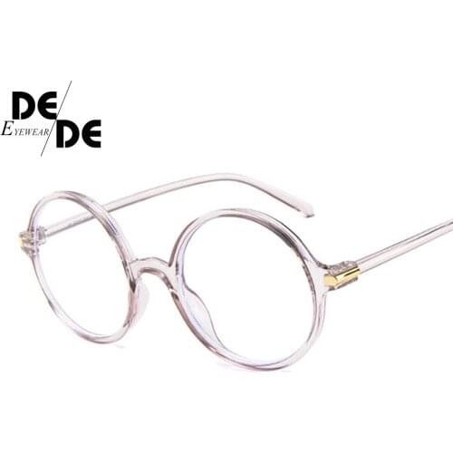 Round Glasses Frame Men Anti Blue Light Glasses Women Fake Glasses Pink Optical Eyeglasses Frame Transparent Lens
