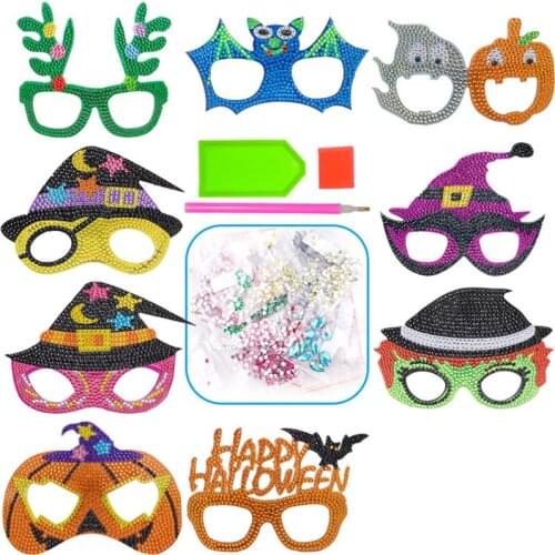 Halloween Series Diamond Painting Material Packaging Handmade DIY Craft Point Drill Glasses Frame Set Supplies
