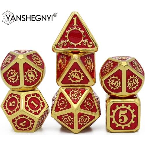 Metal Dice Set 7 Pcs D4 D6 D8 D10 D% D12 D20 Soft Drawstring Pouch DnD RPG Board Games Dados Rpg D Dice Dados Rol Dnd Set Dices