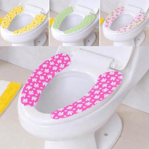 1 Pair Warmer Toilet Seat Cover Closestool Mat Washable Soft Seat Cover Pad trimmed Toilet Cushion Bathroom Accessory