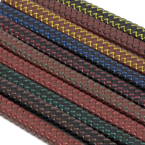 OlingArt The newest High-grade 12MM PU Gold wire Flat Braided Leather Cords /accessories/DIY Bracelet necklace Jewelry making