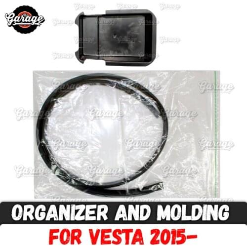 Organizer in armrest and windshield molding for Lada Vesta 2015- storage box container holder tray and protective molding