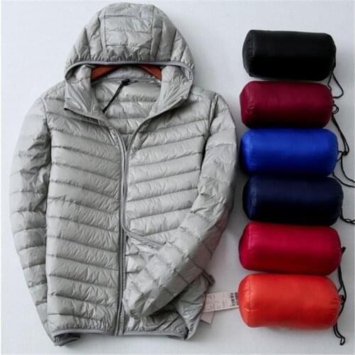 Gowyimmes Autumn Slim Men Hooded Down Coat Big Size S-3XL Man Short Light Thin Long Sleeve White Down Coats Winter Clothes PD411