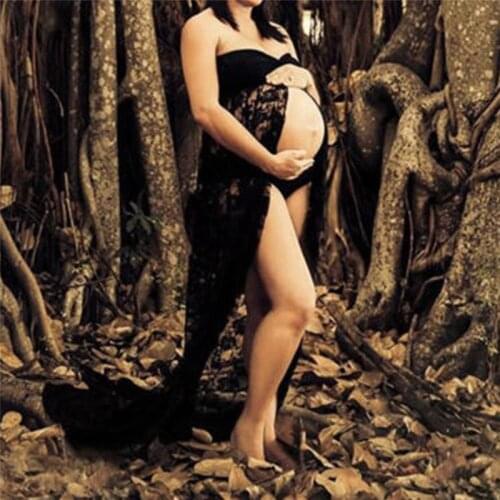 Maternity Photography Dress Props Lace Stretchy Pregnancy Long Maternity Women Dress For Photo Shoot Strapless Dresses
