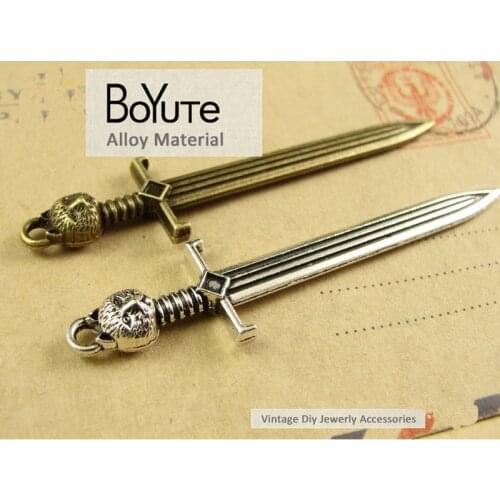 BoYuTe (40 Pieces/Lot) 15*67MM 2 Colors Alloy Sword Pendant Charms for Jewelry Findings Components fit Diy Necklace Bracelets