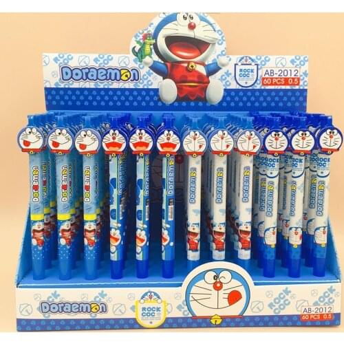 60 pcs/lot Creative Doraemon Press Gel Pen Cute 0.5mm black Ink Signature Pens Promotional Gift Office School Supplies