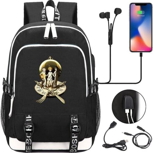 The Promised Neverland Anime School Backpack Unisex Multifunction USB Charging Laptop Japanese Shoulder Travel Bag For Boy Girls