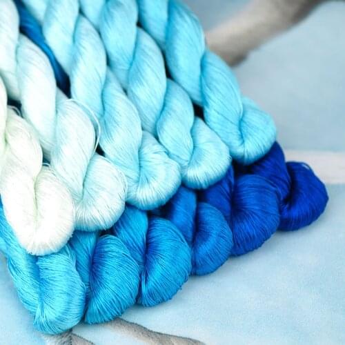 1pcs/400m silk embroidery thread / 100% silk thread /hand embroidery embroider cross stitch/lake blue series/11 pure colors