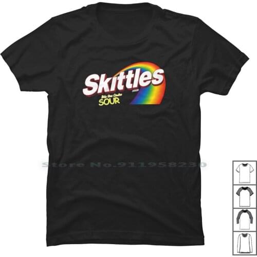 Skittles Sour Candy T Shirt 100% Cotton Skittles Popular Cartoon Humor Candy Sour Nerd Geek Cute Andy Ski So