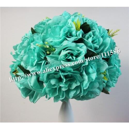 SPR -Tiffany Blue 10pcs/lot wedding road lead artificial wedding table rose flower wall center flower ball decoration