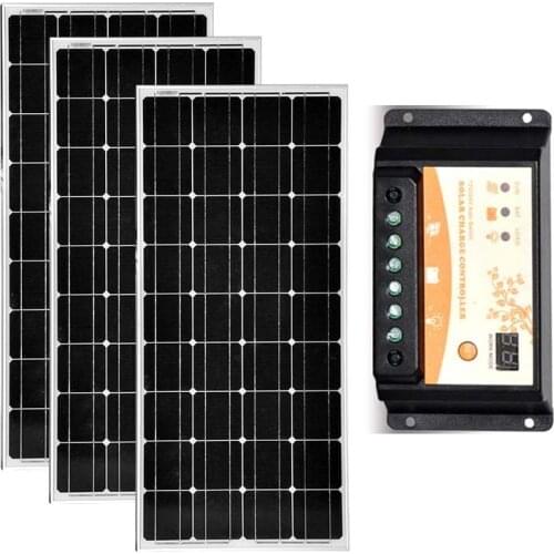 Waterproof Solar Panel 100w 18v 3 Pcs 12v Battery Charger Solar Kit 300w Solar Controller 12v/24v 20A Rv Caravan Car Camp Led