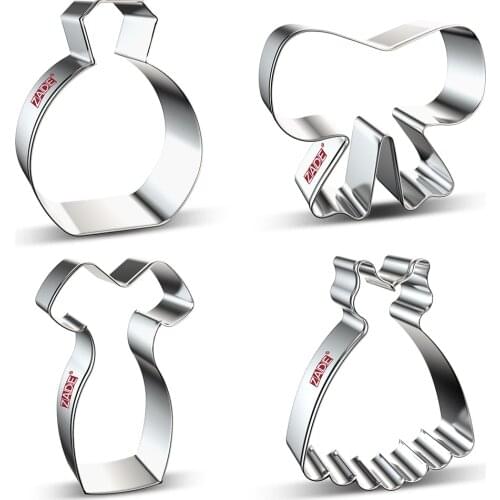 ZADE Wedding Cookie Cutter for Fondant Biscuit Birthday Dress Bowknot Valentine Cookie Cutter- Stainless Steel