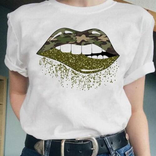 Women Beach Travel Lip Funny New Sweet Fashion Graphic Female Short Sleeve Tops Cartoon Lady Clothes Tees Tshirt Print T-Shirt