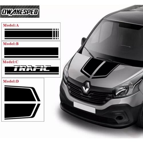 1set Car Styling Head Bonnet Stripes Decor Stickers For Renault Trafic Vinyl Decals Auto Hood Engine Cover Sport Stickers
