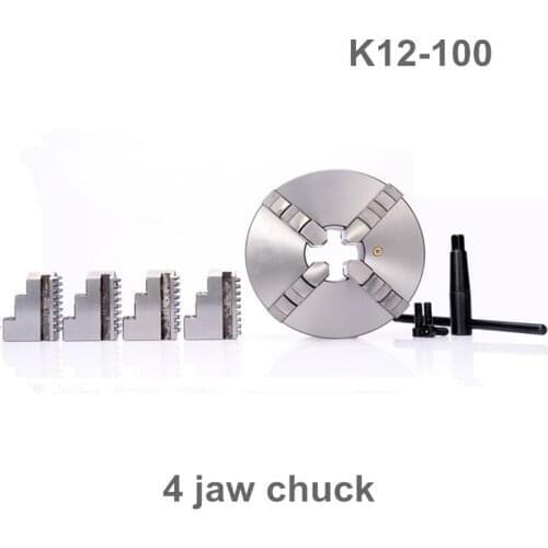 4" 100Mm 4 Jaw Cnc Lathe Chuck Self-Centering K12-100 K12 100 Hardened Steel for Drilling Milling Machine